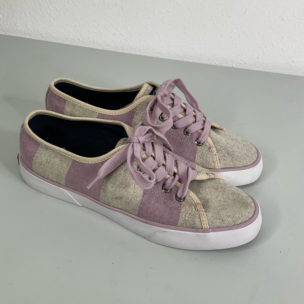 Sperry Lilac Striped Pier‎ View Wool Sneakers Size 6.5
